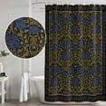 thumbnail image 5 of Vintage Navy Blue Roses Shower Curtain, Waterproof Shower Curtains for Bathroom, Abstract Art Floral Green Leaves Washable Fabric Bathtub Curtain Set Bath Decor with 12 Hooks 72"x78", 5 of 8