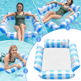 thumbnail image 3 of KEYAHAPPY Inflatable Pool Floats for Adult, Pool Float Hammock with 4 Air Tubes & Bottom Mesh, Portable Floating Chair for Summer Party Vacation Beach Essentials, Blue & White, 3 of 6
