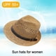 thumbnail image 3 of Sombrero de paja de jazz con hebilla de cuero para hombres y mujeres, con circunferencia de 56-58 cm, sombrero para el sol, protector solar, sombrero de playa, sombrero para el sol, 3 of 5