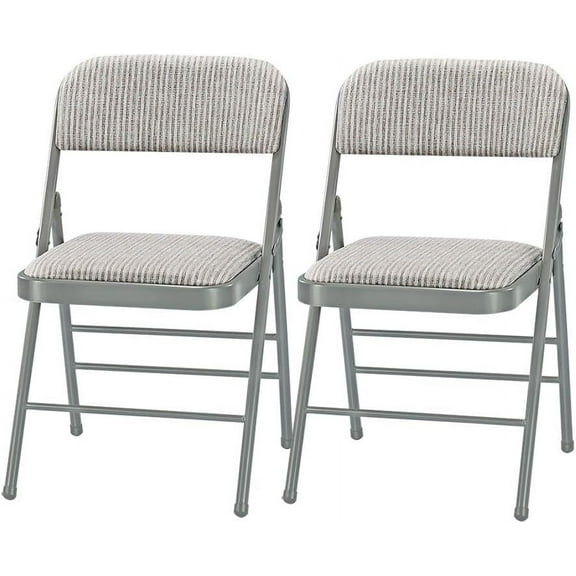 2-Pack Padded Folding Chairs, Fabric Seat & Steel Frame Indoor Outdoor Event Chairs for Banquet, Wedding, Party, Conference - White