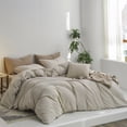 thumbnail image 6 of MooMee Duvet Cover Set Twin 100% Washed Cotton Twill Ultra-Soft Breathable Linen Like 2-Piece (Cream Grey, 68"x90"), 6 of 7