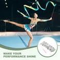 thumbnail image 5 of Uxcell 4 Pcs Dance Ribbons, 78.7 Inch Sparkly Gymnastics Ribbon Streamers with Pink Wand for Gymnastics Artistic, Silver, 5 of 7