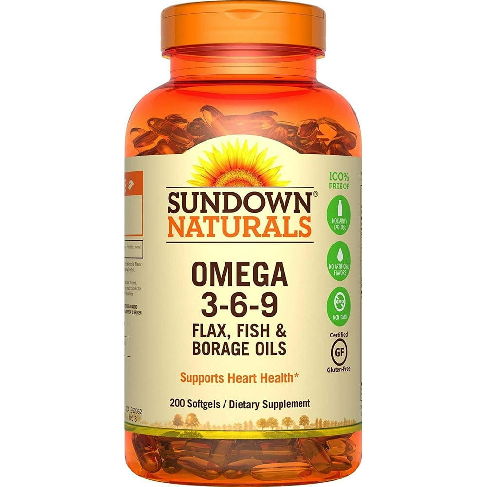 Sundown Naturals Triple Omega 3-6-9, Supports Heart Health, 200 soft ...