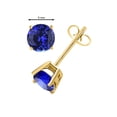 thumbnail image 2 of Mauli Jewels Ear Rings for Women 0.9 Carat 5MM Round Shape Tanzanite Earrings Carat 14k Yellow Gold 4 Prong, 2 of 4