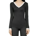 thumbnail image 1 of Conjunto de traje térmico con cuello en V, ropa y pantalones de otoño sin costuras de modal para mujer, 1 of 5