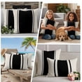 thumbnail image 5 of Black Vintage Outdoor Waterproof Pillow Covers, Geometric Stripes Simple Lines Decorative Rectangle Throw Pillowcase Sofa Cushion Sham for Patio/Couch/Chair, 20"x12" 2 Pack, 5 of 8
