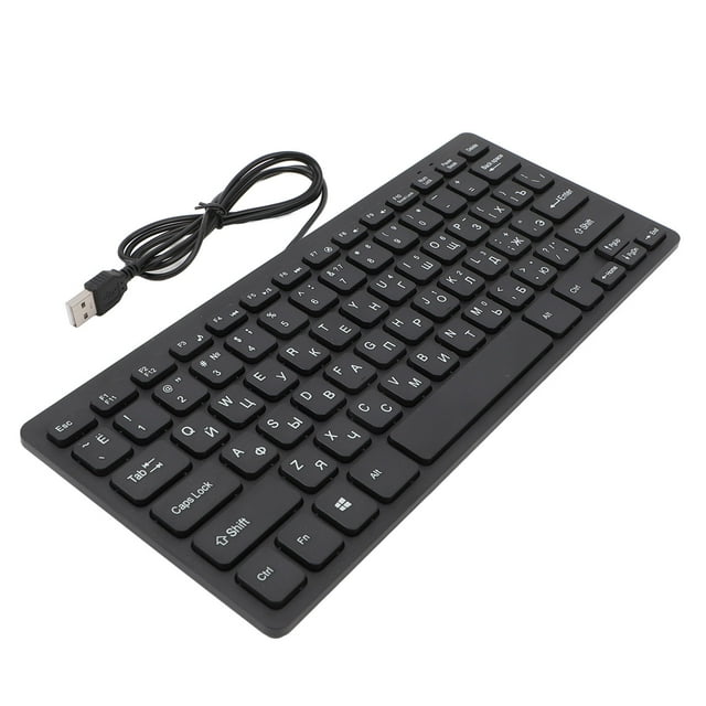 English Bilingual Language Keyboard, Bilingual Russian or Arabic and English Keyboard Wired USB Computer Keyboard, Compact Keyboard for Desktop PC, Ergonomic Button