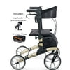 Comodita Tipo Petite Compact Rollator with Double Fold Action and Extra Large 10" Aluminum Front Wheels (Metallic Champagne)
