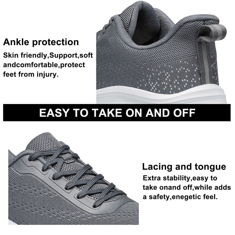 YHOON Men's Walking Shoes Non Slip Lightweight Breathable Tennis Sneakers Workout Training Shoe Dark Grey Size 10