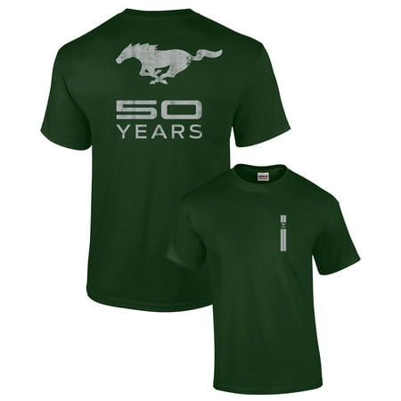 Ford T-Shirt Mustang 50 Years Pony-forest-4xl (Best Year Fox Body Mustang)