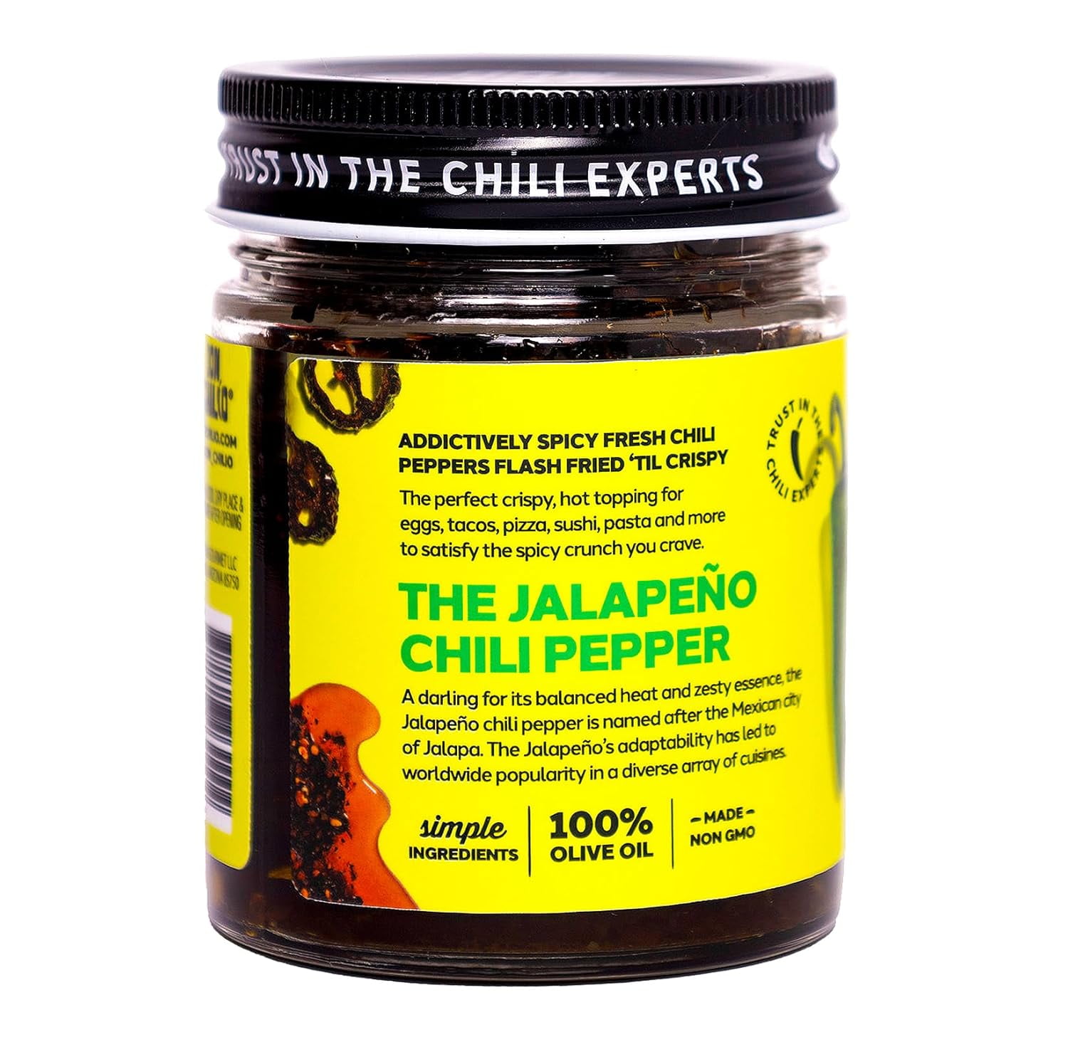 Don Chilio Chile Crisp Bundle of 3 Jars – Crunchy Sliced Jalapenos Fried Peppers in Hot Seasoned Olive Oil – 100% Natural Ingredients Perfect for Keto & Paleo Diets – 5 Oz./Jar