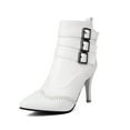 thumbnail image 5 of UngA Wide Calf Boots Women's Thigh High Boots Over The Knee Boots Side Zip Pointed Toe Fashion Sexy Winter Stiletto Knee High Boots White,5.5, 5 of 7