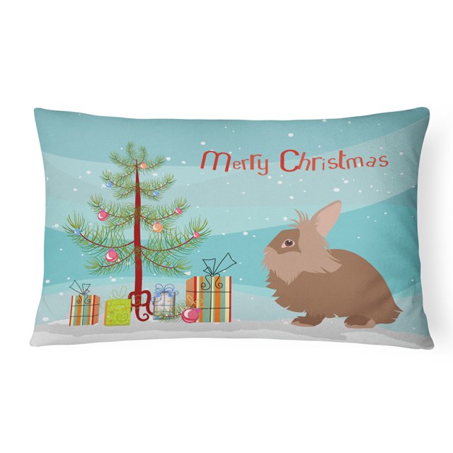 Carolines Treasures BB9327PW1216 Lionhead Rabbit Christmas Canvas Fabric Decorative Pillow