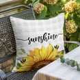 thumbnail image 6 of Throw Pillow Covers, Sunflowers Bees Decorative Throw Pillow Covers 18x18 Inch, Grey Check Sunshine Watercolor Floral Square Linen Pillow Cases for Couch/Living Room/Sofa, 6 of 9