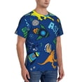 thumbnail image 2 of Bixox Men's Dinosaur In Space Printed Short Sleeve Skinny Athletic T-Shirt, 2 of 6