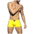 thumbnail image 4 of Lycaql Men Swim Brief Men's Fashion Polka Dot Splicing Flat Sports Body Fitness Muscle Quick Drying Horn Swimming Trunks(Yellow,M), 4 of 6