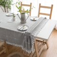 thumbnail image 3 of Rustic Lattice Tablecloth (55"x70") Cotton Linen Grey Rectangle Table Cloths for Kitchen Dining, Party, Holiday, Christmas, Buffet, 3 of 5