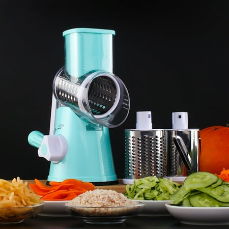 

Tri-Blade Spiralizer Vegetable Slicer Manual Hand Safe Vegetables Chopper with 3 Interchangeable Round Stainless Steel Rotary Blades (Blue)