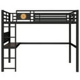 thumbnail image 6 of Newest All-in-One Teens and Adults Productive Metal Queen Loft Bed with Desk and Charging Port, Black, 6 of 18