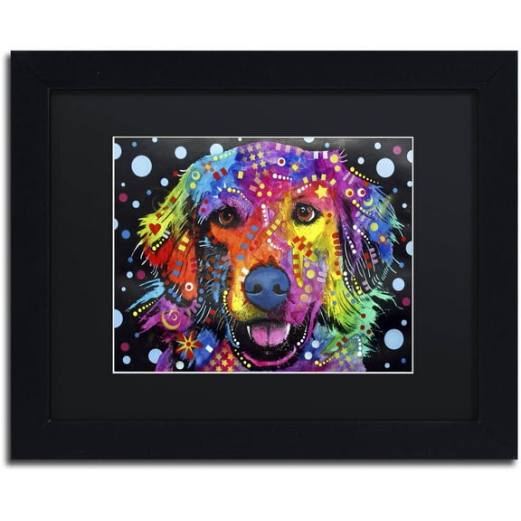 Trademark Fine Art "Golden Retriever II" Canvas Art by Dean Russo, Black Matte, Black Frame