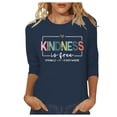 thumbnail image 1 of T-shirt Décontracté pour Femme à Col Rond avec Imprimé de Lettres, Manches 3/4, 1 of 4