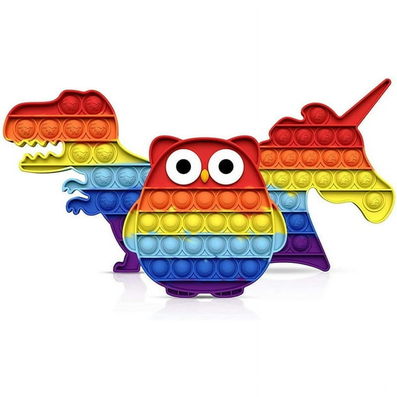 3-Pack Rainbow Pop Stress Relief Toys, Pop Sound Sensory Fidget Toy Tie Dye Unic