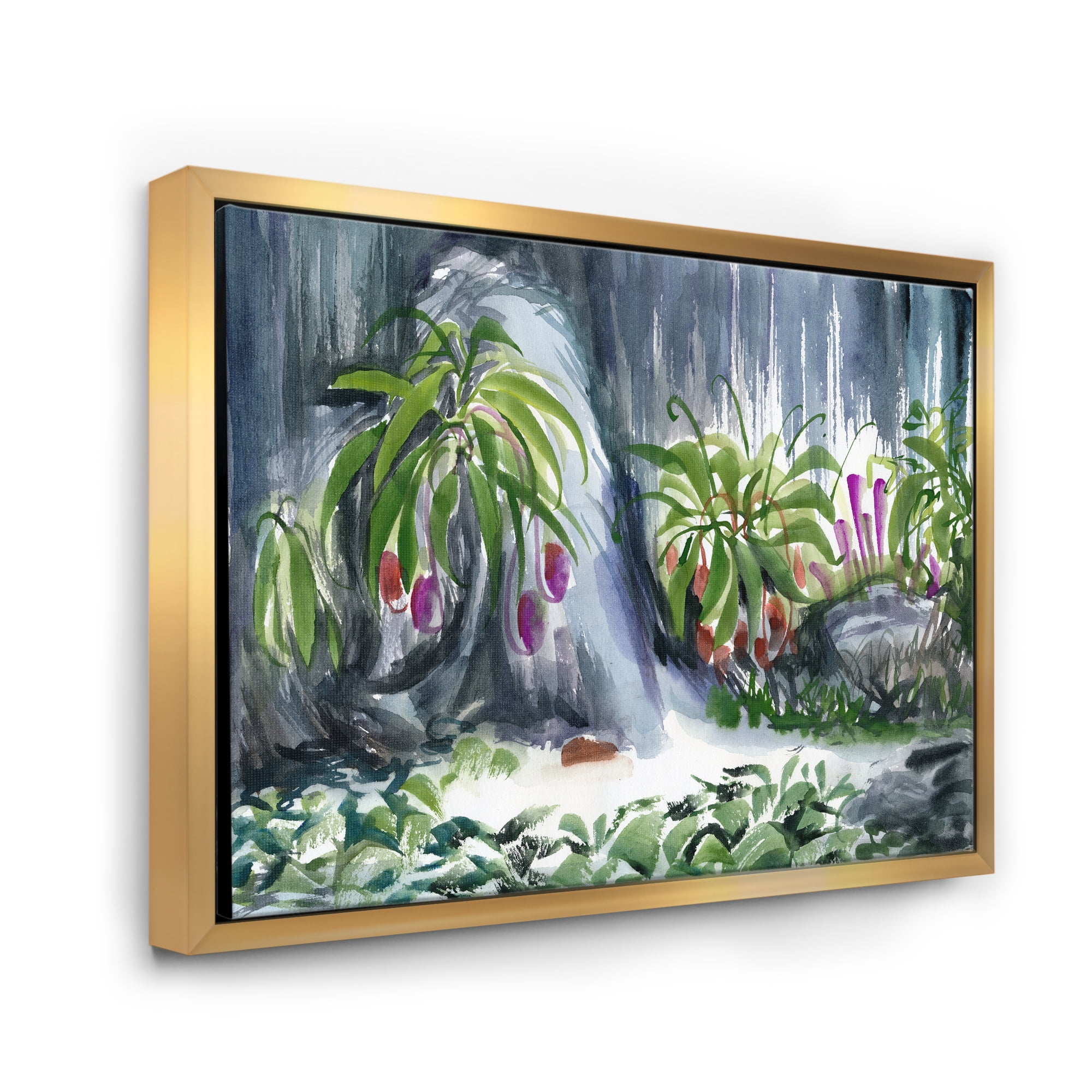 Designart 'Abstract Tropical Plants Oasis' Farmhouse Framed Canvas Wall Art Print
