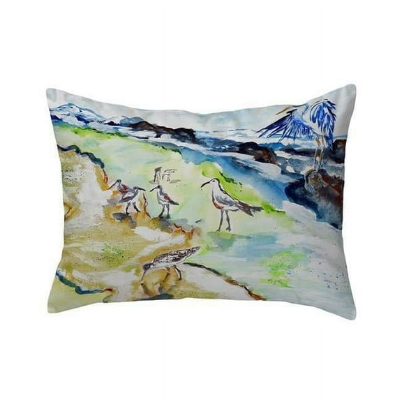 Betsy Drake NC822 16 x 20 in. Sandpipers & Heron No Cord Pillow
