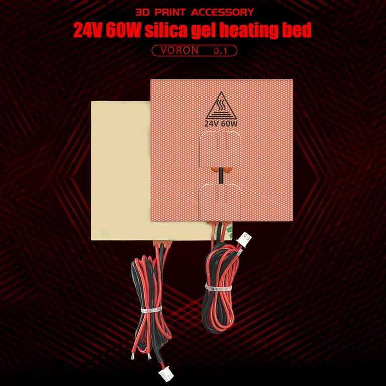 Jingt 24V 60W Silicone Heater Pad Heating Mat 100x100mm Heated Bed NTC 100K Thermistor