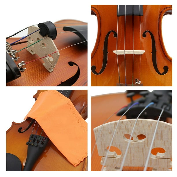 Violin Bridge,4 in 1 Violin Violin Strings Set Violin Cleaning Cloth EcoFriendly Materials