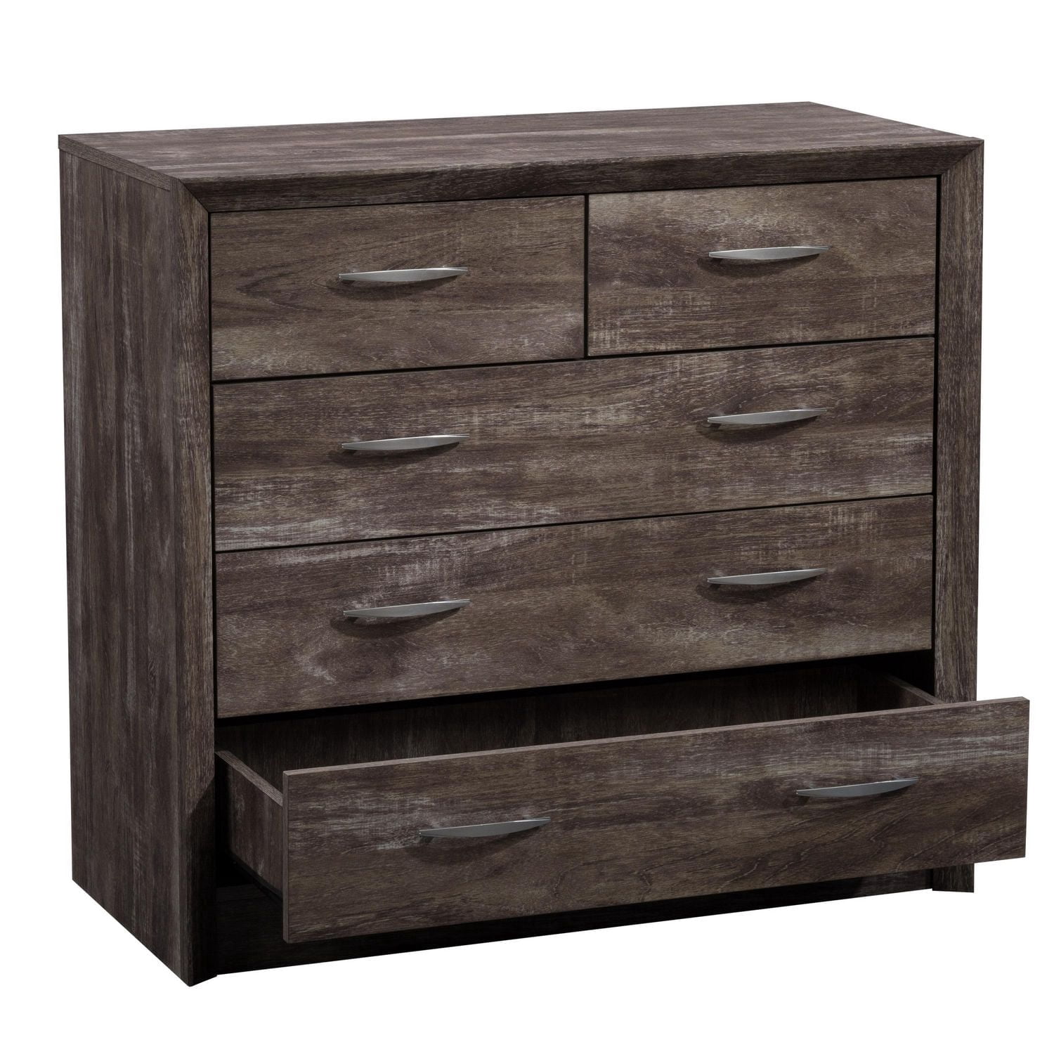 CorLiving Newport Mid Century Modern Engineered Wood 5 Drawer Adult Dresser, Brown