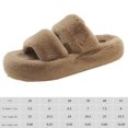 thumbnail image 2 of Zapatos de casa de dos bandas, pantuflas cómodas de felpa peluda para dormitorio, suaves para mujer, 2 of 9