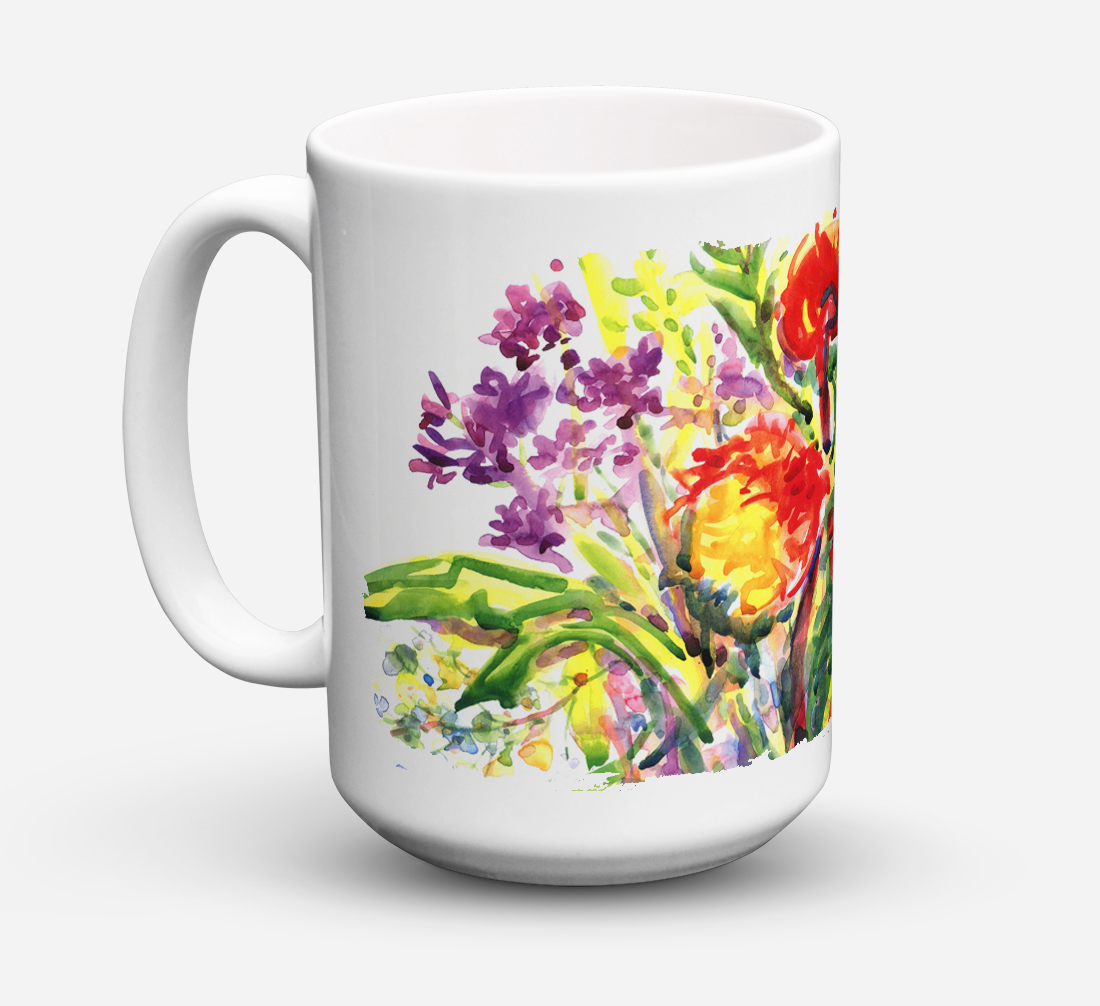 Flower Dishwasher Safe Microwavable Ceramic Coffee Mug 15 ounce