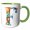Green/White, variant on 3drose, Colorful Monogram Letter F, 11oz Two-tone Yellow Mug