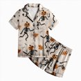 thumbnail image 5 of CAUYDY Halloween Pajamas Girl Silk Pajamas Button Up Shirt and Shorts Satin Pajama Set 2 Piece Loungewear Sleepwear,6-7 Y, 5 of 5