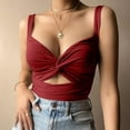 thumbnail image 3 of Playeras,Blusas y Tops,Ropa para Mujer Mujeres camisetas sin mangas Dressy Casual Mujeres Strappy Bowknot Color sólido Sexy Strappy Hollow Out Slim Fit Chaleco espalda abierta Tirantes (Red, S), 3 of 6