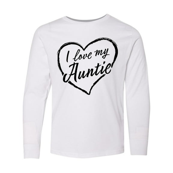 Inktastic I Love My Auntie in Black Chalk Heart Long Sleeve Youth T-Shirt