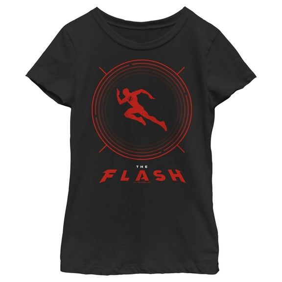 Girl's The Flash Speedster Red Silhouette Graphic Tee Black Medium