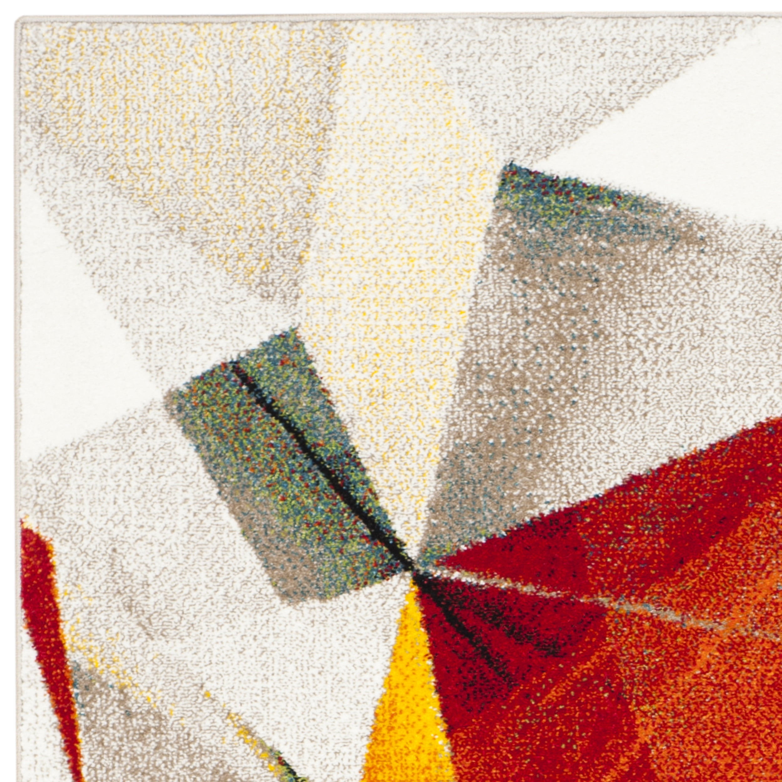 SAFAVIEH Porcello Karenza Abstract Prism Area Rug, Light Grey/Orange, 2'7" x 5'