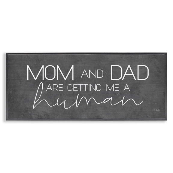 Stupell Industries Getting Me A Human Text & Numbers Painting Black Framed Art Print Wall Art, 24 x 10