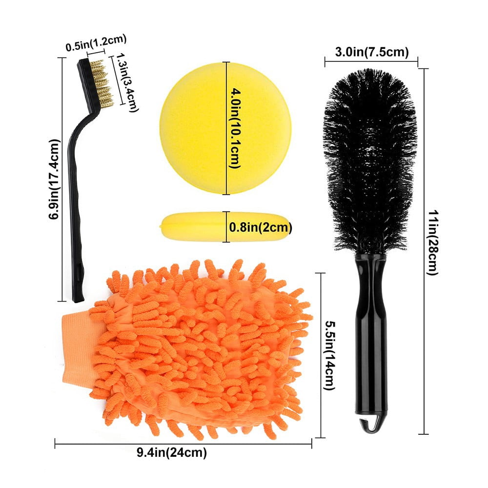 SPRING Reliable Car Detailing Brush Set 12Pcs Kit For Precise Wheel Rims Cleaning