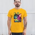 thumbnail image 3 of Tee Hunt Cute Thinking Crowned Cat T-Shirt Dean Russo Colorful Kitte Men's Tee, Yellow, Large, 3 of 5