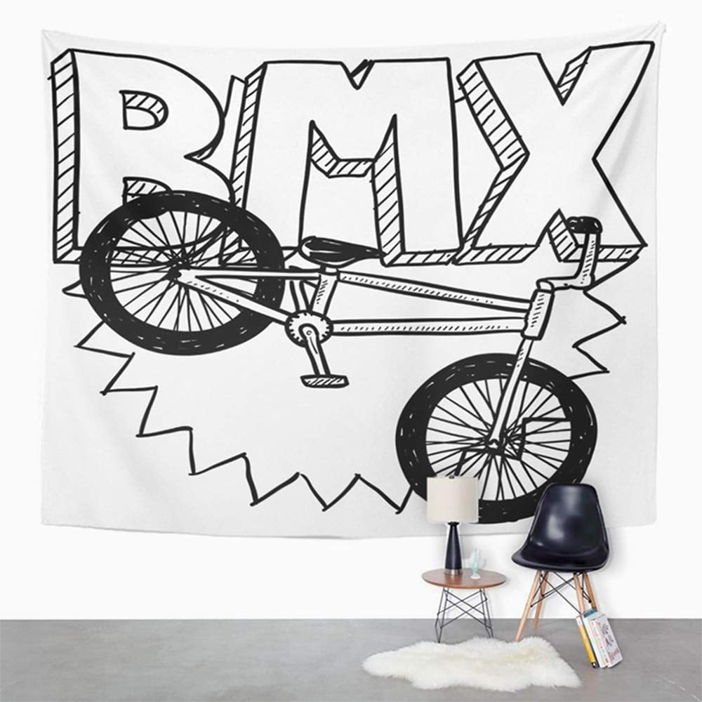 ZEALGNED Sketch Doodle BMX Bike Sports Includes Text and Bicycle