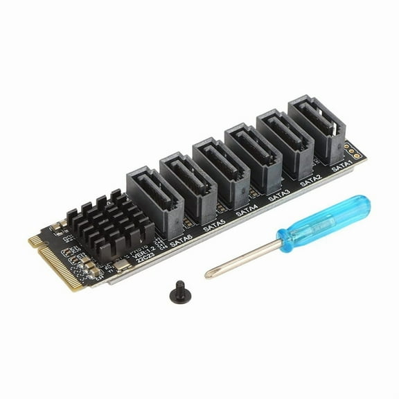 M.2 to SATA3.0 Adapter Card, PCB 6Gbps High Speed ASM1166 M.2 PCIE to Expansion Card Support 6 Devices