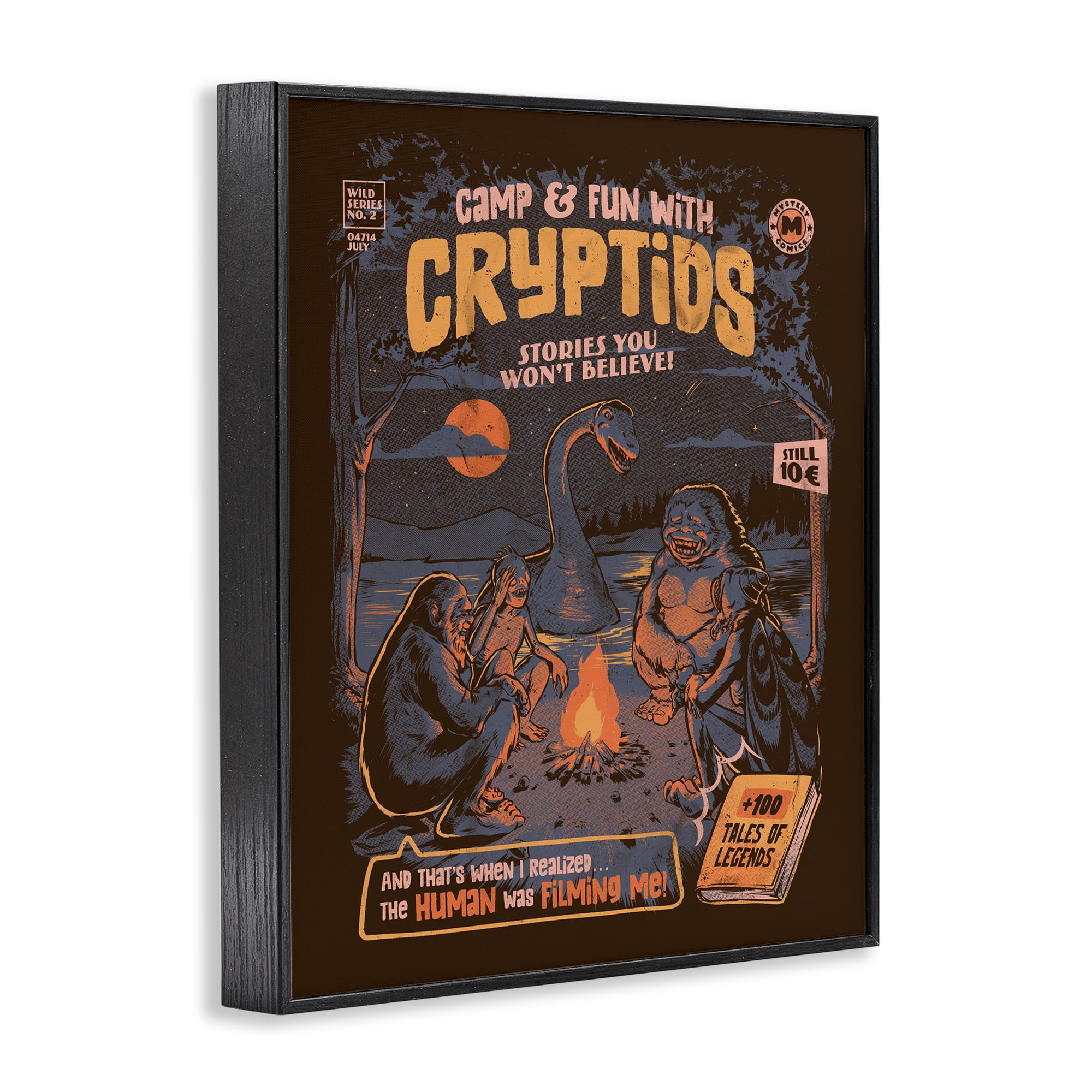 Stupell Industries Cryptid Camp Humor Black Framed Giclee Art, design by EduEly Designs