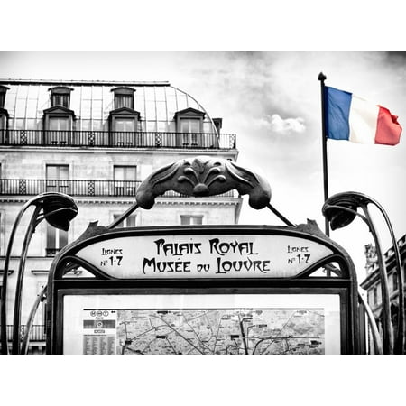 French Deco Horn Art Deco Metropolitain Sign, Metro, Subway, the Louvre Station, Paris, France, Europe Print Wall Art By Philippe Hugonnard ()