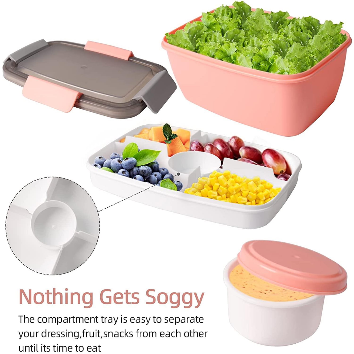 Lunch Box Portable Hermetic Children Student Bento Box Salad Container Free  Leak Proof Salad Dressing Container Microwavable