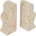 thumbnail image 3 of Decorative Travertine Wave Bookends, Natural Stone, Set of 2 – Elegant Book Holder, Stylish and Durable, Perfect for Bookshelf or Office Décor, 3 of 4