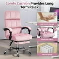thumbnail image 6 of Velvet Reclining Office Chair with Footrest, Most Comfortable Ergonomic Computer Chair with Swivel Wheels, Adjustable High Back for Home Office, Pink, 6 of 15