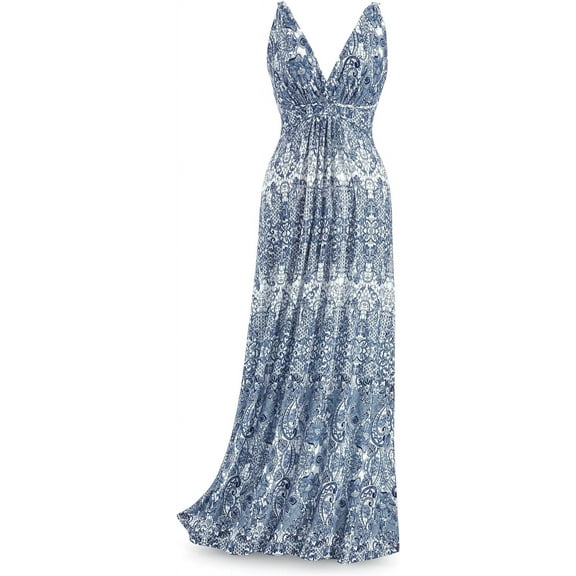 Lace Printed Maxi Dress for Women, Sleeveless Summer Sundress, Long Flowy Loose